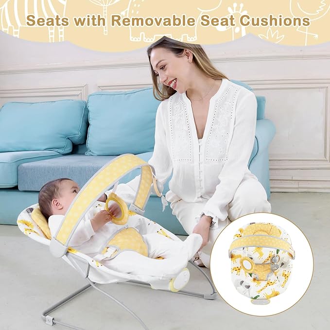 Baby Bouncer, Infants Bouncy Seat with Music and Vibrations,Baby Rocker for Newborns Indoor Outdoor Use 0-6 Months Up to 20 lbs
