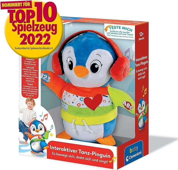 Clementoni Baby Clementoni 59287 Penguin Dancing with Me, Interactive Baby Toy with Music and Light Effects, Dancing and Singing Educational Toy for Toddlers from 12