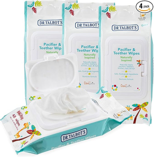 Dr. Talbot's Pacifier & Teether Wipes Naturally Inspired with Citroganix, Vanilla Milk (Pack of 4, 192 Count)