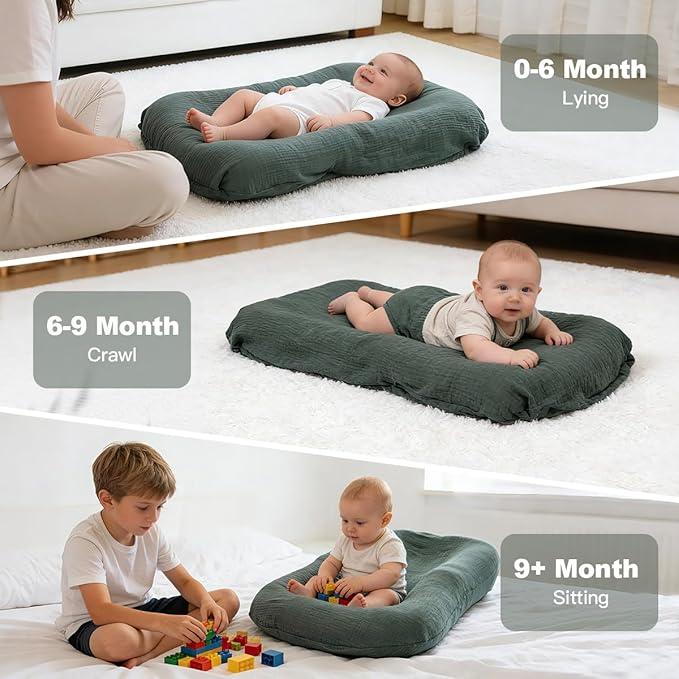 Baby Lounger - Snuggle Cozy Me Infant Lounger for Newborns | Breathable & Soft, Portable Awake-Time Pad, Essential Baby Gift (Lounger Cover Included)