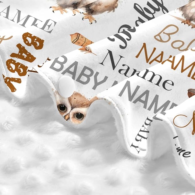 Personalized Baby Car Seat Cover Winter Custom Minky Carseat Cover Boy Girls with Name Owl Carseat Canopy Customized Car Seat Canopy Infant Carrier Covers Nursing Cover Toddler Blanket