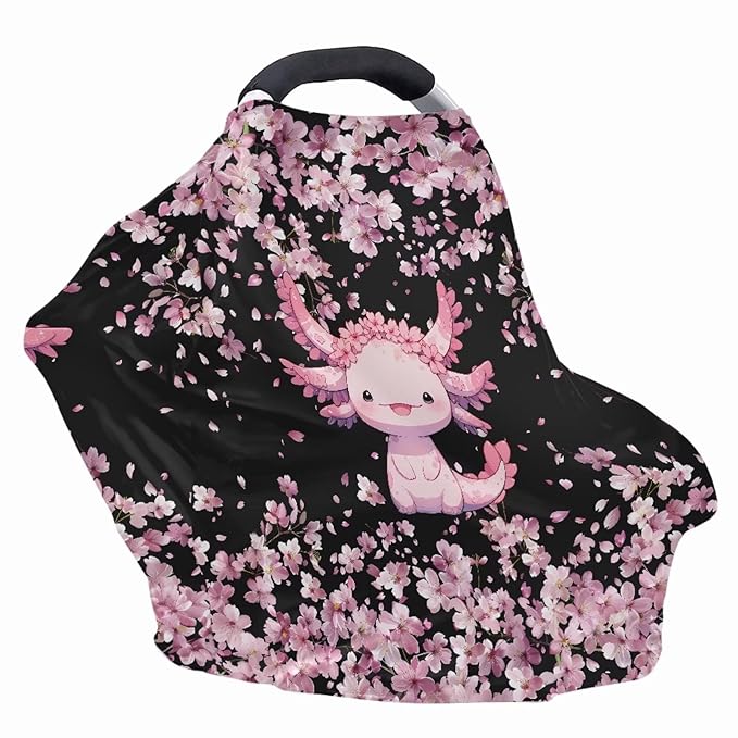 Cherry Blossom Car Carseat Canopy for Puppy’s Lover Multifunctional Daily Baby Nursing Cover Axolotl Breastfeeding Cover Privacy Protector