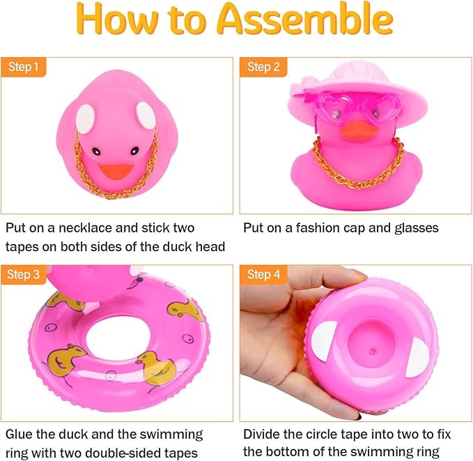 wonuu Car Accessories Rubber Ducks Dashboard Decorations Rubber Duck Pink Accessories Dashboard Duck Car Decorations Car Ducks for Dashboard Car Duck Car Dashboard Decorations, heart-butterfly