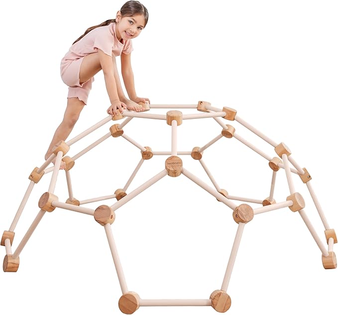 Comfy Cubs Wooden Toddler Play Gym for 3-6 Years Old - Montessori Climber for Kids - Safe Climbing Toy Support up to 120 lbs - Easy to Assemble Kids Climber for Active Play - Blush
