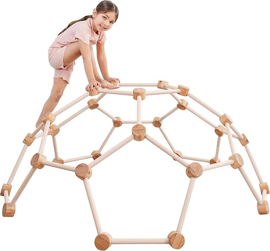 Comfy Cubs Wooden Toddler Play Gym for 3-6 Years Old - Montessori Climber for Kids - Safe Climbing Toy Support up to 120 lbs - Easy to Assemble Kids Climber for Active Play - Blush