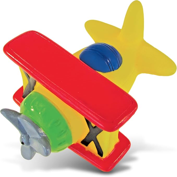 DolliBu Biplane Squirter Bath Toy - Floating Rubber Airplane Baby Toy, Cute Airplane Toys for Kids, Fun Toddler Bath Squirt Toys for Pool, Bathtub, or Beach