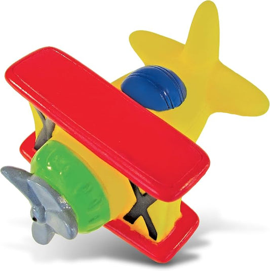 DolliBu Biplane Squirter Bath Toy - Floating Rubber Airplane Baby Toy, Cute Airplane Toys for Kids, Fun Toddler Bath Squirt Toys for Pool, Bathtub, or Beach