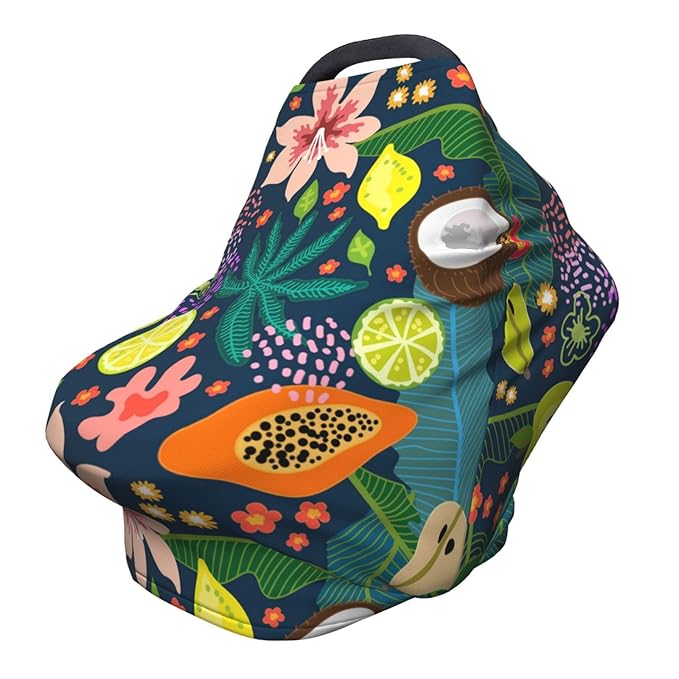 Tropical Garden Fruits Car Seat Cover for Baby Nursing Cover Breastfeeding Baby Carrier Cover Stretchy Carseat Canopy for Toddler Newborn Shower Gift