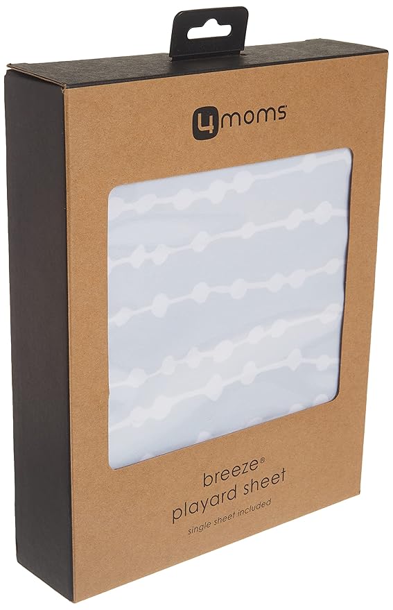 4moms Breeze Playard Sheets, Machine Washable, Soft, Plush, Waterproof Fabric, Grey Beads
