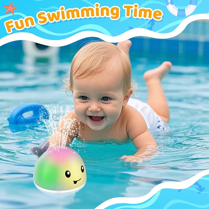 WAVISA Light Up Whale Bath Toys Sprinkler for Babies 6-12 12-18 Months, Kids Ages 1-3 2-4, Baby Infant Toddler Summer Pool Water Fountain Bathtub Toys for 1 Year Old Boys Girls Birthday Gifts