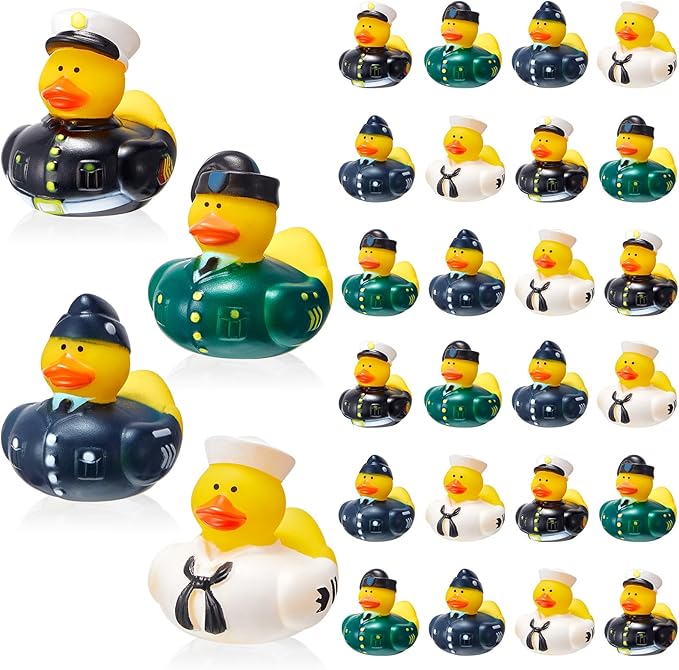 Deekin 100 Pcs Military Rubber Ducks Bulk 2 Inch Rubber Ducks Party Favor 250th Anniversary Decorations for Birthday Pool Party Occupation Cosplay 250th Anniversary
