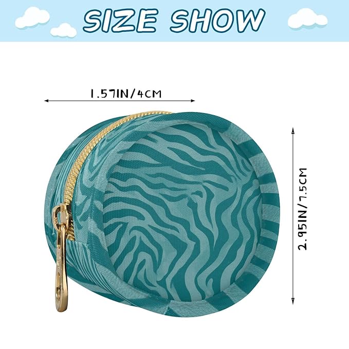 Pacifier Holder with Clip Pacifier Case for Diaper Bag Round Baby Pacifier Pouch Box Bag Portable Teal Zebra Print