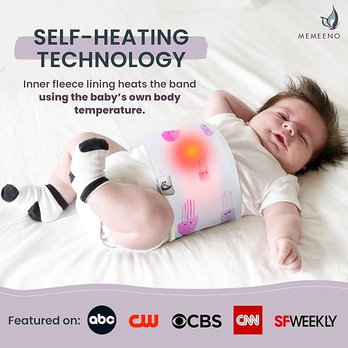 MEMEENO Baby Belly Band - Gas & Colic Relief, Heated Tummy Wrap for Newborns