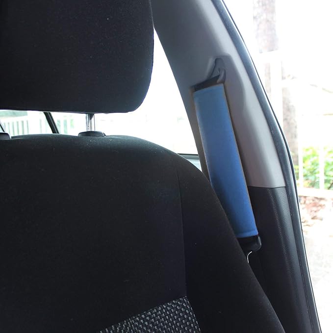 Car Seat Belt Pad Cover kit,2-Pack Soft Car Safety Seat Belt Strap Shoulder Pad for Adults and Children (Blue)
