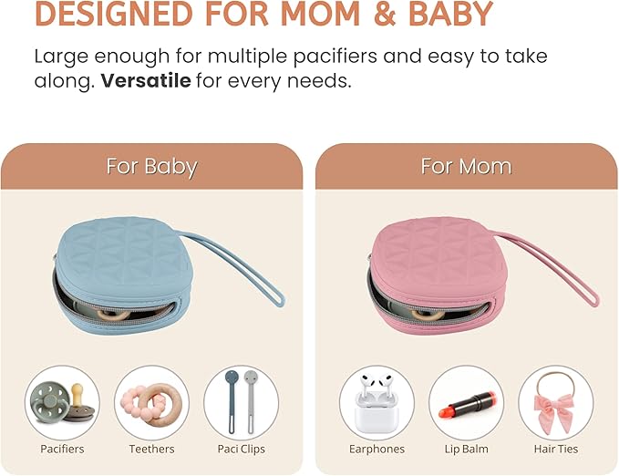 Silicone Pacifier Case for Diaper Bag, Newborn Baby Pacifier Holder Case For Boys & Girls (Color 1)