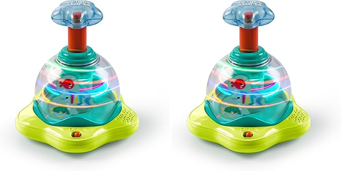 Bright Starts Press & Glow Spinner Cause and Effect Musical Baby Toy,Age 6 Months+,(Pack of 2)