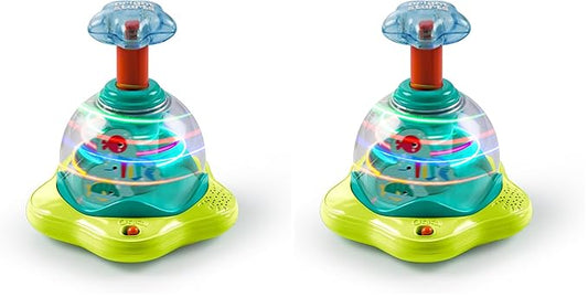 Bright Starts Press & Glow Spinner Cause and Effect Musical Baby Toy,Age 6 Months+,(Pack of 2)
