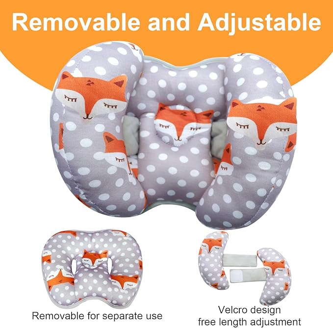 KAKIBLIN Baby Head Neck Support Pillow, 2 in 1 Banana Neck Pillow for Baby, Travel Pillow for Stroller Neck Support for Newborn, Adjustable Pillow for Head