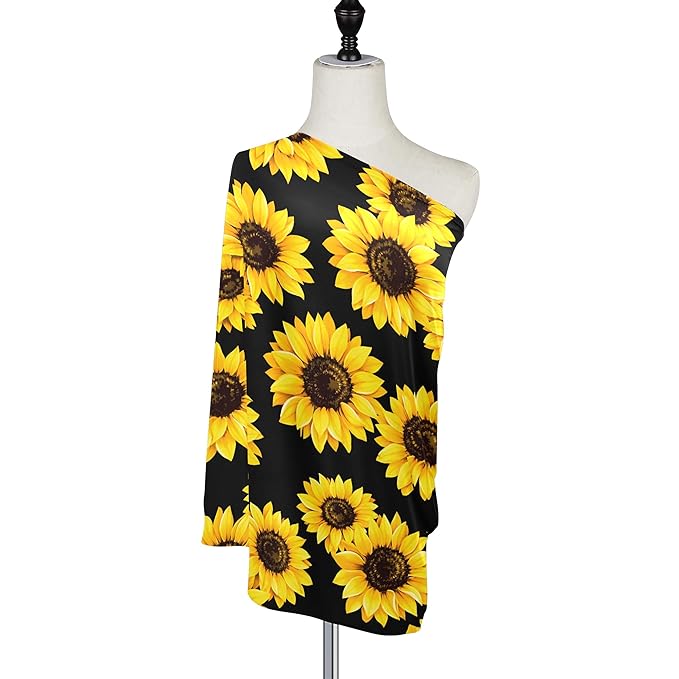 Sunflower Baby Car Seat Covers, Carseat Canopy Cover Nursing Cover Breastfeeding Scarf for Babies Stretchy Coverage, Infant Stroller Covers for Boys Girls