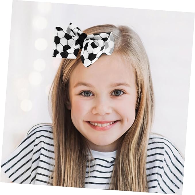 FRCOLOR Soccer Hair Bows for Girls 3 Pack Lightweight Football Hair Clips Toddler Soccer Bow Accessories for Sports Parties and Fans