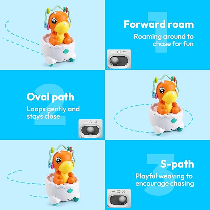 lalalark JOVA Dinosaur 2 in 1 Moving Musical Toy, Tummy Time Toys with Auto-Avoiding Obstacles, Interactive Musical and Light, Birthday Gifts for Toddlers 12-18 Months Learning to Crawl
