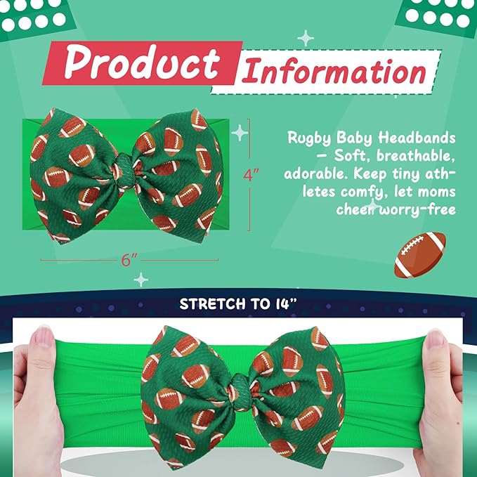 Baby Girl Football Outfit Headbands for Baby Girls Sports Bows Super Bowl Hair Accessories Newborn Infant Headband Football Baby Clothes