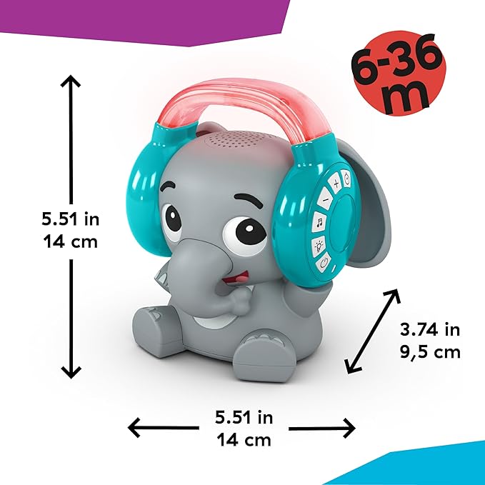 Baby Einstein Earl The Elephant Bluetooth Soother Sound Machine for Sleep, Stream Music and Color-Changing Night Light, Infant to Toddler