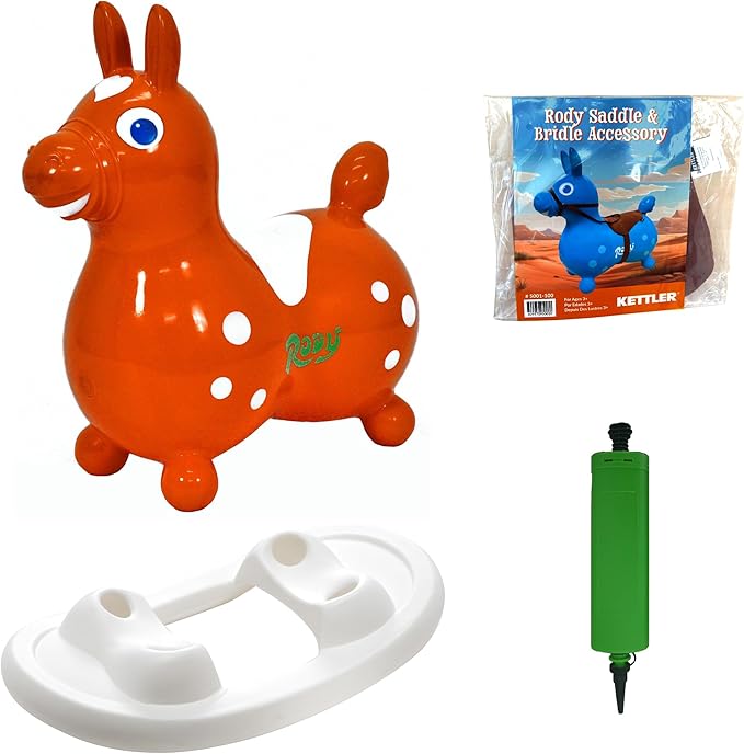 Gymnic Rody with Rocking Base and Saddle (Orange Rody & Rocking Base with Saddle)