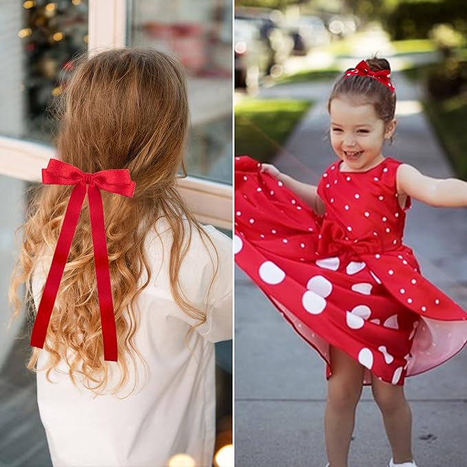 18pcs red hair bows for girls.Red bow with alligator hair clip,hair ties,snap clip hairpins.Handmade hair accessories for girls gift set
