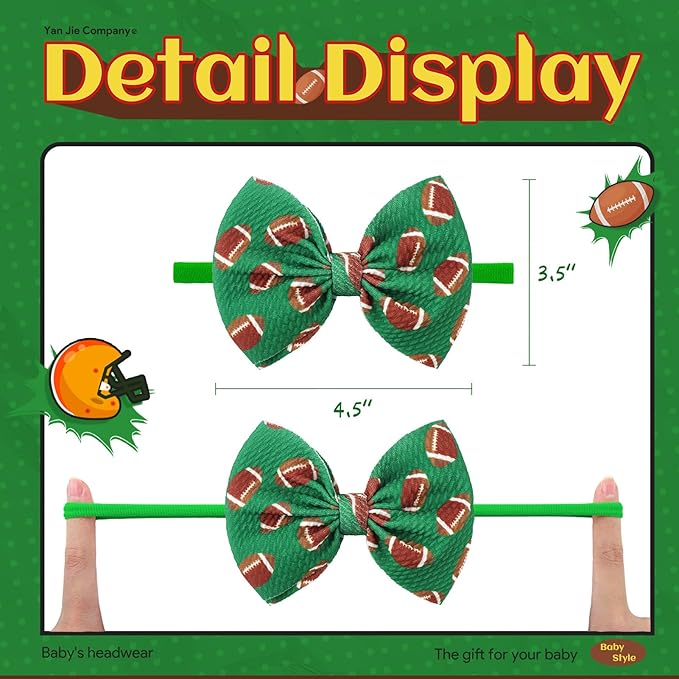Baby Girl Football Outfit Headbands for Girls Hair Bows Super Bowl Hair Accessories for Sports Parties Football Baby Clothes