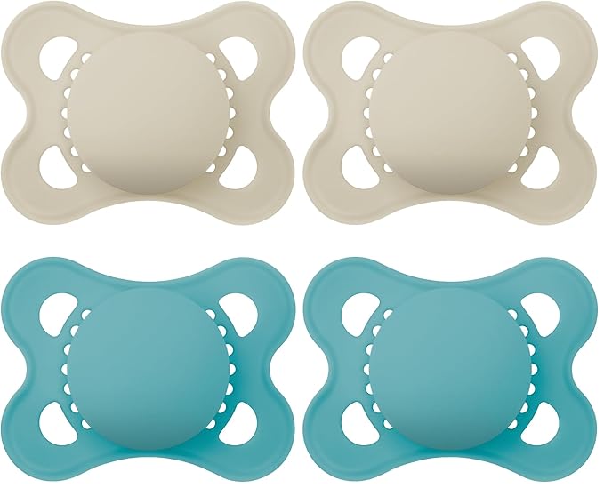 MAM Original Matte Baby Pacifiers, Binky for Boys 0-6 Months, BPA-Free Silicone Nipple, Easy to Clean, Best for Newborn Babies, Developed with Medical Experts, Binkies with Sterilizer Case(Pack of 2)