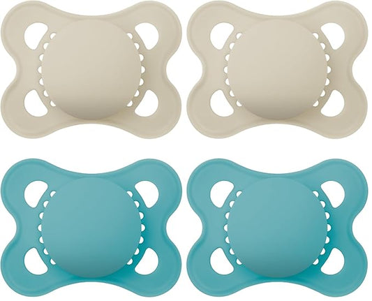 MAM Original Matte Baby Pacifiers, Binky for Boys 0-6 Months, BPA-Free Silicone Nipple, Easy to Clean, Best for Newborn Babies, Developed with Medical Experts, Binkies with Sterilizer Case(Pack of 2)