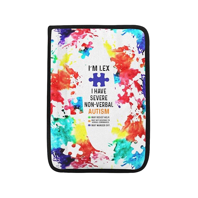 I Have Serve Non-Verbal Autism Awareness Seat Belt Covers Special Need Autistic Car Seat Belt Covers for Kid Children Medical Alert 12