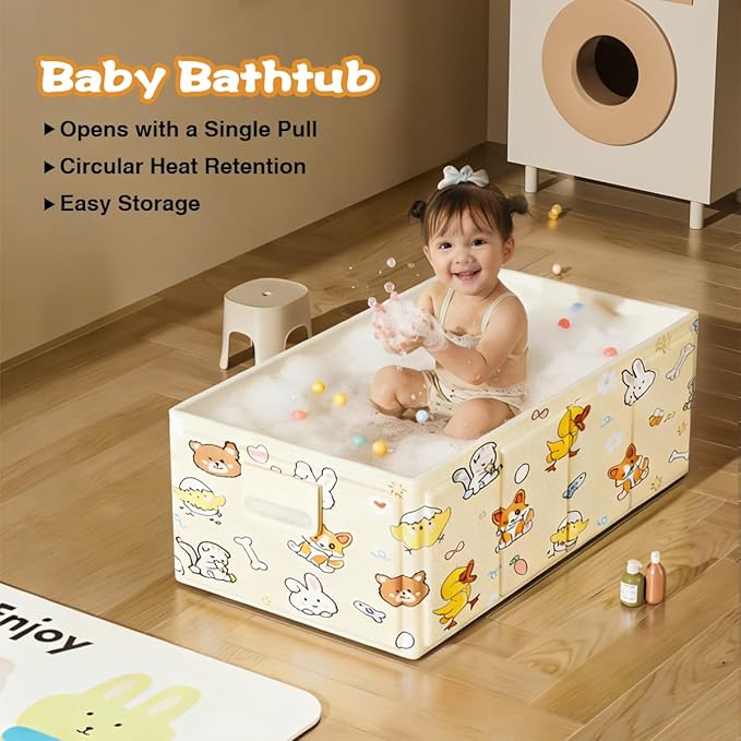 Portable Baby Bath Tub, Collapsible Bathtub, Toddler Bathtub with Drain Plug, for Outdoor Travel (Green)