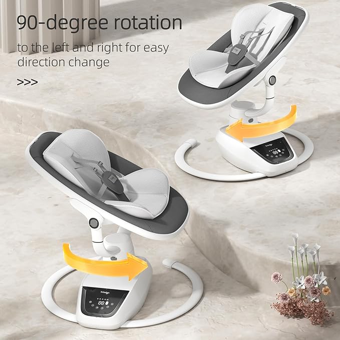 Trimigo Baby Swings for Infants to Toddler, 180° Adjustable 3D Electric Baby Swing, Remote,5-Modes,4-Speed,3-Seat Height, 8 Melody, Newborn Swings,Infant Swings for Babies 0-12 Month (Grey)
