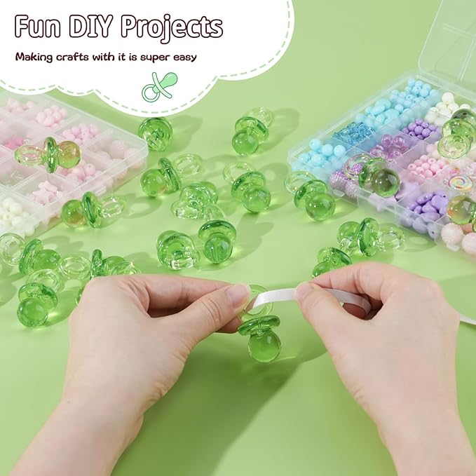 36 Acrylic Pacifiers for Baby Shower Game, 1.75 Inch Cute Baby Shower Pacifiers, Green Pacifiers for Baby Shower Decoration DIY, Gender Reveal Party Table Scatter, Baby Shower Favors (Green)