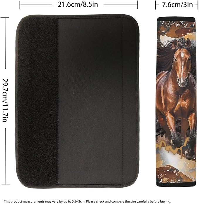 AFPANQZ Brown Horse Seat Belt Pad Cover for Women Adults Kids Safety Seatbelt Pad Cushion Adjustable Comfortable Driving Schoolbag Straps Pads