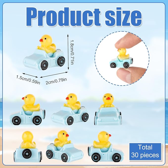 30pcs Duck in a Car Miniature, Resin Mini Ducks Car Dashboard Decor Mini Car Ducks Miniature Garden Decor for Home Garden Car Office Decor(Blue)