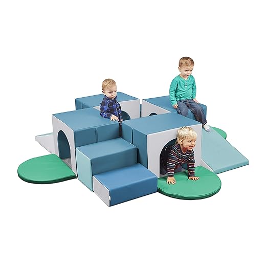 ECR4Kids SoftZone Four Tunnel Maze 360 Degree Climber, Toddler Playset, Contemporary, 15-Piece