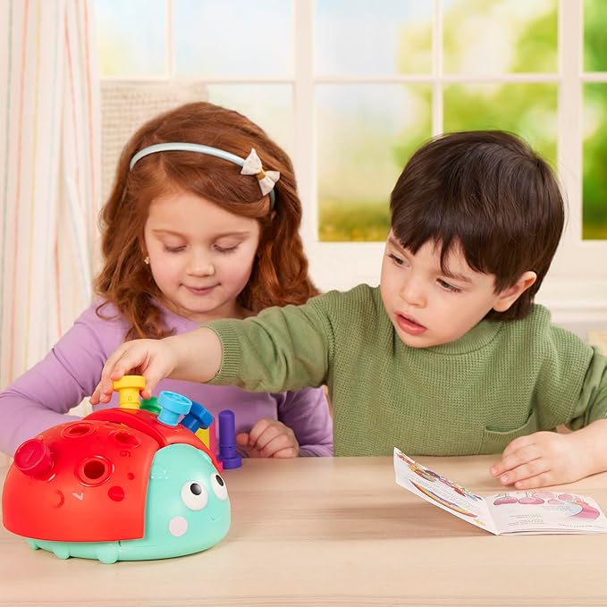 Battat Education – Fine Motor Peg Toy for Toddlers & Kids, Montessori Educational Developmental Learning Ladybug with Colorful Stacking Fun, Early Skills Development Toy for Preschoolers 18+ Months