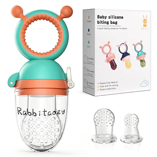 Baby Fruit Food Feeder Pacifier - Fresh Teething Pacifiers, 3 Different Size Silicone Pouch,Teethers for Babies 6-24Months, Baby Solid Food Essentials, Nutrition Feeder, BPA Free,1 Pice, Blue