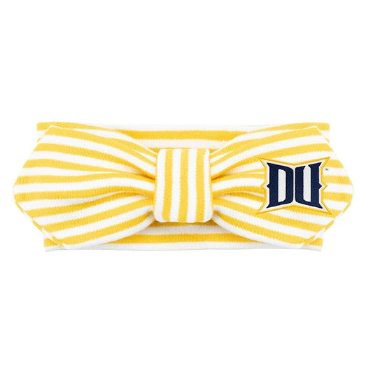 Creative Knitwear Drexel Dragons Infant Girls Gold/White Striped Hair Knot Headband Embroidered Logo - Size Newborn - 4T