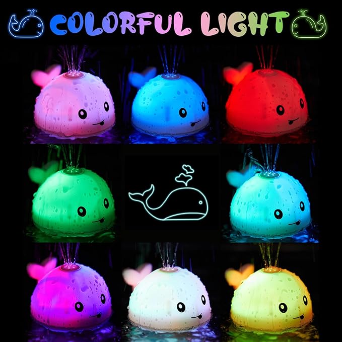 ANGGIKO Baby Bath Toys, Toddler Bath Toys for Kids Ages 1-3, Baby Easter Basket Stuffers, 1 2 3 Year Boy Girl Gifts Baby Toy 6-12-18 Months Light Up Whale Bath Toy Sprinkler Bathtub Pool Water Toy