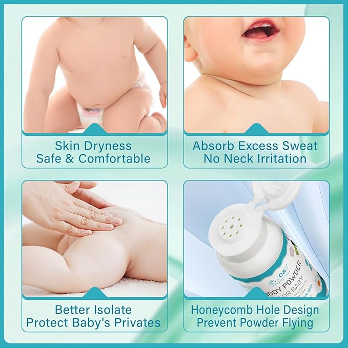 Baby Body Powder | Cornstarch + Lavender Pollen Formula, Gentle Care & Rash Prevention, Talc-Free, Soothing & Moisture-Absorbing, Newborn Essential, Suitable for Sensitive Skin, 100g/3.5oz (2pack)