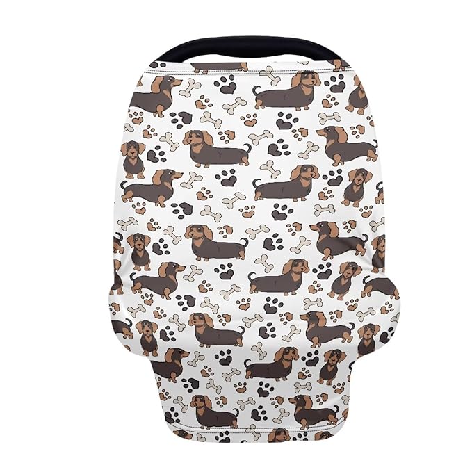 Forchrinse Dachshund Paw Print Print Baby Car Seat Cover Soft Stretchy Breastfeeding Nursing Cover Multi Use Cover for Shopping Cart/High Chair/Stroller