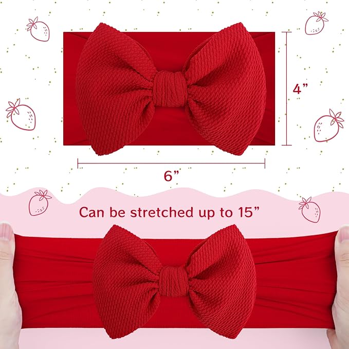 2 Pcs Baby Girl Headbands Summer Outfits 6’’ Fruit Hair Bows Watermelon Hair Accessories for Newborn Infant Toddler Girls Clothes