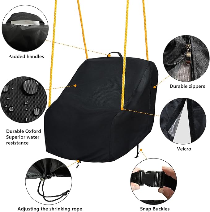 okcool Outdoor Toddler Swing Seat Cover,Outdoor Baby Swing Cover,A Wide Selection of Cute Colors and Patterns,Black
