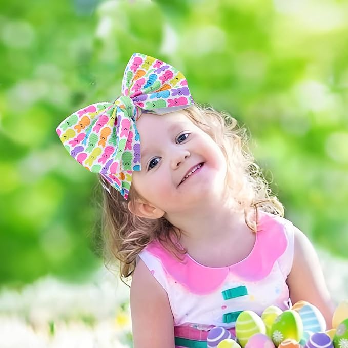 Baby Easter Headband Hair Bows for Girls Bunny Headband 6-12 Months Easter Rabbit Bows for Toddler Girls Hair Accessories Infant Big Bows Hairband