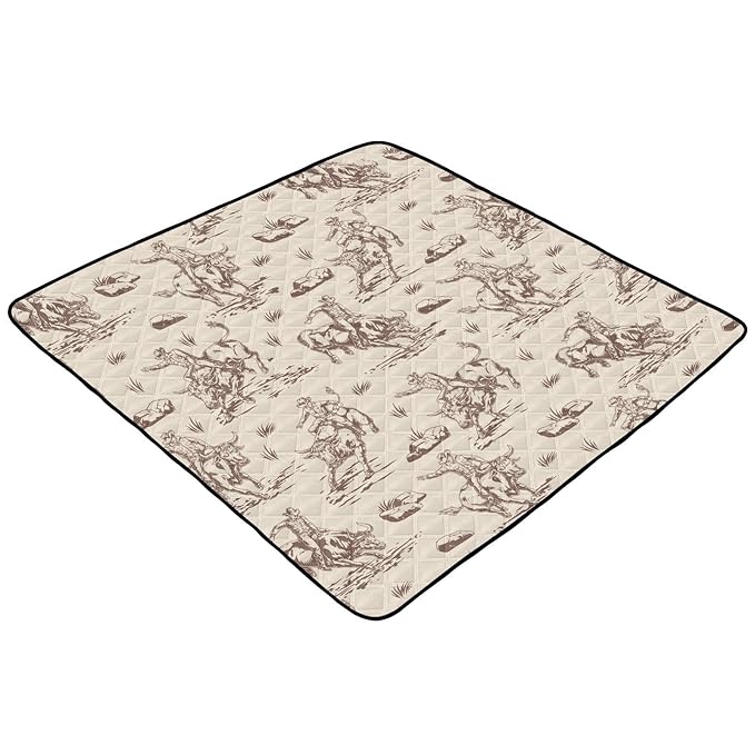 Baby Play Mat Western Cowboy Horse 50" X 50" Play Gym Crawling Mat Soft Non-Slip Portable Picnic Floor Mat for Infant, Babies, Toddler, Kids