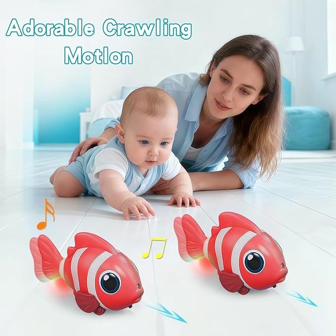 Gzsbaby Musical Baby Toy -Crawling Toy Sensory Tummy Time Toys for Boy Girl, Light-up Walking Dancing Moving Toys Learning Development Infant Toddler Birthday Gifts (RED)